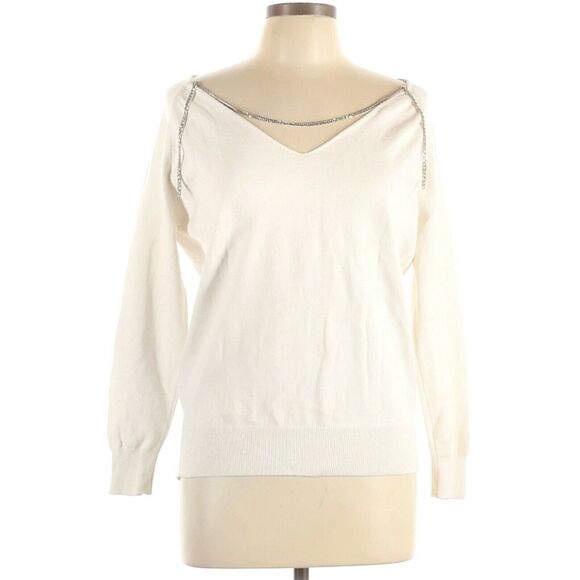 MAJE Macademia chain back knit pullover sweater jumper in ecru Size 3 L NEW - Picture 2 of 7